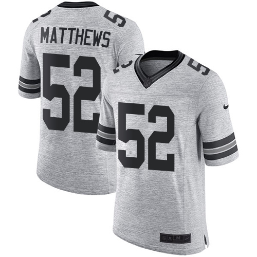 Nike Packers #52 Clay Matthews Gray Men's Stitched NFL Limited Gridiron Gray II Jersey - Click Image to Close